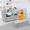 imageINFANS Kids Sofa with Ottoman 2 Seat Toddler Upholstered Couch Children Armrest Chair Lounge for Nursery Kindergarten Kids Room Boys Girls Sturdy Wood Construction Velvet Surface Pink 2 SeatsGrey