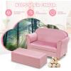 imageINFANS Kids Sofa with Ottoman 2 Seat Toddler Upholstered Couch Children Armrest Chair Lounge for Nursery Kindergarten Kids Room Boys Girls Sturdy Wood Construction Velvet Surface Pink 2 SeatsPink