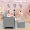 imageINFANS Kids Sofa with Ottoman 2 Seat Toddler Upholstered Couch Children Armrest Chair Lounge for Nursery Kindergarten Kids Room Boys Girls Sturdy Wood Construction Velvet Surface Pink 2 SeatsGrey