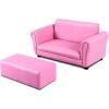 imageINFANS 2 Seat Children Sofa Upholstered Couch with Footstool Sturdy Wood Construction Armrest Couch for Preschool Children Boys Girls Kid Couch Lounge Bed with Ottoman PinkPink