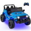 imageINFANS Kids Ride on Car Truck with 24G Remote Control 12V Battery Powered Electric Cars for Kids w3 Speeds Battery Display LED Lights Safety Belt Music ampamp Horn BluetoothFMUSB RedBlue