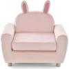 imageINFANS Kids Sofa Children Armrest Chair with Sturdy Wood Construction and Dutch Velvet Upholstered Toddler Armrest Couch Furniture for Nursery Kindergarten Playroom Preschool Gift for Boys GirlsPink Rabbit
