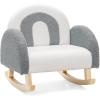 imageINFANS Kids Sofa Toddler Rocking Chair with Solid Wooden Frame AntiTipping Design Plush Fabric Children Armchair for Nursery Kindergarten Playroom Preschool Gift for Boys Girls PinkGrey