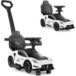 imageINFANS 3 in 1 Push Car for Toddlers Licensed Maserati Baby Stroller Sliding Walking Car with Push Handle Horn Music Underneath Storage FoottoFloor Ride on Toys for Boys Girls WhiteWhite
