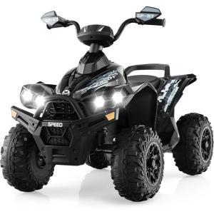imageINFANS Kids Ride on ATV 12V 4 Wheeler Quad Toy Vehicle with Music Horn High Low Speeds LED Lights Electric Ride On Toy Battery Powered Wheels Car for Kids Over 3 Years Old BlueDark Black