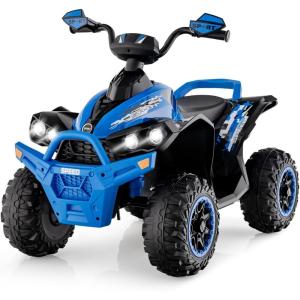 imageINFANS Kids Ride on ATV 12V 4 Wheeler Quad Toy Vehicle with Music Horn High Low Speeds LED Lights Electric Ride On Toy Battery Powered Wheels Car for Kids Over 3 Years Old BlueBlue