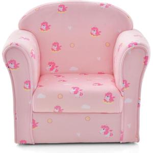 imageINFANS Kids Sofa Toddler Armchair Chair with Sturdy Wood Construction Cartoon Pattern Upholstered Children Armrest Couch for Nursery Kindergarten Playroom Preschool Gift for Boys GirlsUnicorn