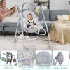 imageINFANS 2 in 1 Baby Swing and Bouncer for Infants Portable Newborn Rocker with 5 Speed Sway Music Timing 3 Toys Remote Control Easy Fold Compact Electric Baby Swing for 06 Months Boy GirlGray