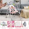 imageINFANS 2 in 1 Baby Swing and Bouncer for Infants Portable Newborn Rocker with 5 Speed Sway Music Timing 3 Toys Remote Control Easy Fold Compact Electric Baby Swing for 06 Months Boy GirlPink