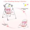 imageINFANS 2 in 1 Baby Swing and Bouncer for Infants Portable Newborn Rocker with 5 Speed Sway Music Timing 3 Toys Remote Control Easy Fold Compact Electric Baby Swing for 06 Months Boy GirlPink
