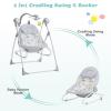imageINFANS 2 in 1 Baby Swing and Bouncer for Infants Portable Newborn Rocker with 5 Speed Sway Music Timing 3 Toys Remote Control Easy Fold Compact Electric Baby Swing for 06 Months Boy GirlGray