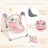 imageINFANS Baby Swing for Infants Compact Portable Baby Electric Rocker for Newborn with 5 Speed Natural Sway Music Timing 2 Toys Remote Control Easy Fold 06 Months Boy GirlPink