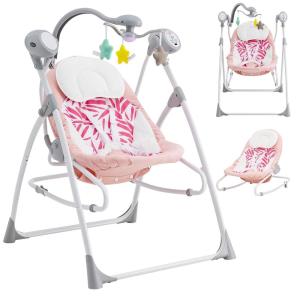imageINFANS 2 in 1 Baby Swing and Bouncer for Infants Portable Newborn Rocker with 5 Speed Sway Music Timing 3 Toys Remote Control Easy Fold Compact Electric Baby Swing for 06 Months Boy GirlPink