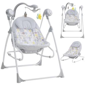 imageINFANS 2 in 1 Baby Swing and Bouncer for Infants Portable Newborn Rocker with 5 Speed Sway Music Timing 3 Toys Remote Control Easy Fold Compact Electric Baby Swing for 06 Months Boy GirlGray