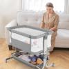 imageINFANS 3 in 1 Baby Bassinet Bedside Sleeper with Comfy Mattress Wheels 6 Height Adjustable Storage Basket Travel Bag Portable All Mesh Crib for Newborn Infant PinkGrey
