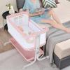 imageINFANS 3 in 1 Baby Bassinet Bedside Sleeper with Comfy Mattress Wheels 6 Height Adjustable Storage Basket Travel Bag Portable All Mesh Crib for Newborn Infant PinkPink