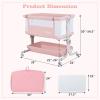 imageINFANS 3 in 1 Baby Bassinet Bedside Sleeper with Comfy Mattress Wheels 6 Height Adjustable Storage Basket Travel Bag Portable All Mesh Crib for Newborn Infant PinkPink