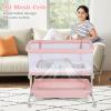 imageINFANS 3 in 1 Baby Bassinet Bedside Sleeper with Comfy Mattress Wheels 6 Height Adjustable Storage Basket Travel Bag Portable All Mesh Crib for Newborn Infant PinkPink