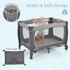imageINFANS 4 in 1 Pack and Play Portable Nursery Center for Baby Kid Infant Travel Playard with Bassinet Mattress Diaper Changer Bag Toys Music Box Storage Basket