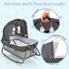 imageINFANS 4 in 1 Pack and Play Portable Nursery Center for Baby Kid Infant Travel Playard with Bassinet Mattress Diaper Changer Bag Toys Music Box Storage Basket