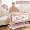 imageINFANS 5 in 1 Baby Bassinet Upgraded Rocking Bedside Sleeper with Wheels Storage Basket Travel Bag Mosquito Net Height Adjustable Portable All Mesh Crib for NewbornInfant PinkPink