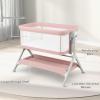 imageINFANS 5 in 1 Baby Bassinet Upgraded Rocking Bedside Sleeper with Wheels Storage Basket Travel Bag Mosquito Net Height Adjustable Portable All Mesh Crib for NewbornInfant PinkPink