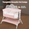 imageINFANS 5 in 1 Baby Bassinet Upgraded Rocking Bedside Sleeper with Wheels Storage Basket Travel Bag Mosquito Net Height Adjustable Portable All Mesh Crib for NewbornInfant PinkPink