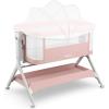 imageINFANS 5 in 1 Baby Bassinet Upgraded Rocking Bedside Sleeper with Wheels Storage Basket Travel Bag Mosquito Net Height Adjustable Portable All Mesh Crib for NewbornInfant PinkPink