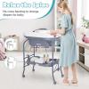 imageINFANS 2 in 1 Baby Changing Table with Bath Tub Unit Folding Diaper Dresser Station with Wheels Waterproof Pad Storage Rack Portable Nursery Organizer Stand for Newborn InfantGrey