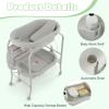 imageINFANS 2 in 1 Baby Changing Table with Bath Tub Unit Folding Diaper Dresser Station with Wheels Waterproof Pad Storage Rack Portable Nursery Organizer Stand for Newborn InfantLight Grey