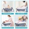imageINFANS 2 in 1 Baby Changing Table with Bath Tub Unit Folding Diaper Dresser Station with Wheels Waterproof Pad Storage Rack Portable Nursery Organizer Stand for Newborn InfantGrey