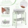 imageINFANS 2 in 1 Baby Changing Table with Bath Tub Unit Folding Diaper Dresser Station with Wheels Waterproof Pad Storage Rack Portable Nursery Organizer Stand for Newborn InfantLight Grey