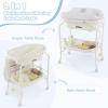 imageINFANS 2 in 1 Baby Changing Table with Bath Tub Unit Folding Diaper Dresser Station with Wheels Waterproof Pad Storage Rack Portable Nursery Organizer Stand for Newborn InfantWhite
