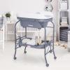 imageINFANS 2 in 1 Baby Changing Table with Bath Tub Unit Folding Diaper Dresser Station with Wheels Waterproof Pad Storage Rack Portable Nursery Organizer Stand for Newborn InfantGrey
