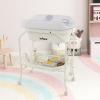 imageINFANS 2 in 1 Baby Changing Table with Bath Tub Unit Folding Diaper Dresser Station with Wheels Waterproof Pad Storage Rack Portable Nursery Organizer Stand for Newborn InfantWhite