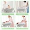 imageINFANS 2 in 1 Baby Changing Table with Bath Tub Unit Folding Diaper Dresser Station with Wheels Waterproof Pad Storage Rack Portable Nursery Organizer Stand for Newborn InfantLight Grey