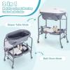 imageINFANS 2 in 1 Baby Changing Table with Bath Tub Unit Folding Diaper Dresser Station with Wheels Waterproof Pad Storage Rack Portable Nursery Organizer Stand for Newborn InfantGrey