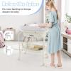 imageINFANS 2 in 1 Baby Changing Table with Bath Tub Unit Folding Diaper Dresser Station with Wheels Waterproof Pad Storage Rack Portable Nursery Organizer Stand for Newborn InfantWhite