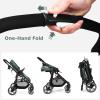 imageINFANS 2 in 1 Baby Stroller High Landscape Infant Stroller ampamp Reversible Bassinet Pram Foldable Pushchair with Adjustable Canopy Storage Basket Cup Holder Suspension Wheels PinkGreen