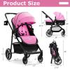 imageINFANS 2 in 1 Baby Stroller High Landscape Infant Stroller ampamp Reversible Bassinet Pram Foldable Pushchair with Adjustable Canopy Storage Basket Cup Holder Suspension Wheels PinkPink