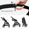 imageINFANS 2 in 1 Baby Stroller High Landscape Infant Stroller ampamp Reversible Bassinet Pram Foldable Pushchair with Adjustable Canopy Storage Basket Cup Holder Suspension Wheels PinkGrey