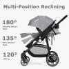 imageINFANS 2 in 1 Baby Stroller High Landscape Infant Stroller ampamp Reversible Bassinet Pram Foldable Pushchair with Adjustable Canopy Storage Basket Cup Holder Suspension Wheels PinkGrey