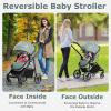 imageINFANS 2 in 1 Baby Stroller High Landscape Infant Stroller ampamp Reversible Bassinet Pram Foldable Pushchair with Adjustable Canopy Storage Basket Cup Holder Suspension Wheels PinkGreen