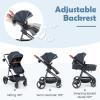 imageINFANS 2 in 1 Baby Stroller Newborn Convertible Stroller Bassinet for Infant Foldable High Landscape Shock Absorption with Reversible Seat Aluminum Structure for Toddler Pushchair 036 MonthBlack