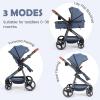 imageINFANS 2 in 1 Baby Stroller Newborn Convertible Stroller Bassinet for Infant Foldable High Landscape Shock Absorption with Reversible Seat Aluminum Structure for Toddler Pushchair 036 MonthNavy