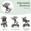 imageINFANS 2 in 1 Baby Stroller Newborn Convertible Stroller Bassinet for Infant Foldable High Landscape Shock Absorption with Reversible Seat Aluminum Structure for Toddler Pushchair 036 MonthGrey