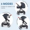 imageINFANS 2 in 1 Baby Stroller Newborn Convertible Stroller Bassinet for Infant Foldable High Landscape Shock Absorption with Reversible Seat Aluminum Structure for Toddler Pushchair 036 MonthBlack