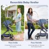 imageINFANS 2 in 1 Baby Stroller Newborn Convertible Stroller Bassinet for Infant Foldable High Landscape Shock Absorption with Reversible Seat Aluminum Structure for Toddler Pushchair 036 MonthNavy