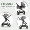 imageINFANS 2 in 1 Baby Stroller Newborn Convertible Stroller Bassinet for Infant Foldable High Landscape Shock Absorption with Reversible Seat Aluminum Structure for Toddler Pushchair 036 MonthGrey