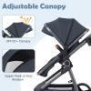 imageINFANS 2 in 1 Baby Stroller Newborn Convertible Stroller Bassinet for Infant Foldable High Landscape Shock Absorption with Reversible Seat Aluminum Structure for Toddler Pushchair 036 MonthBlack